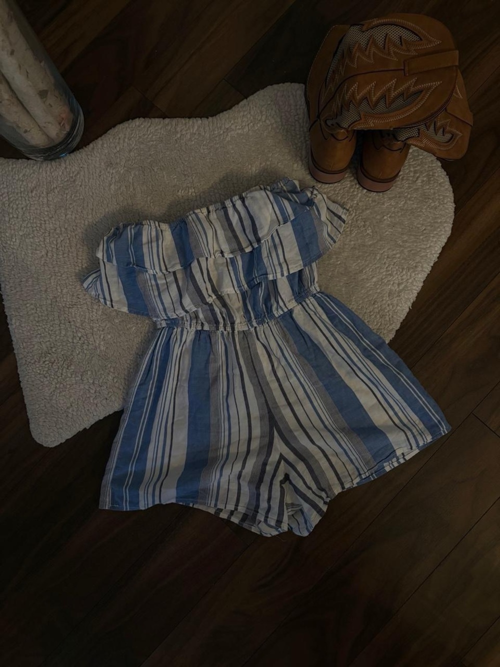 🤎STRIPED OFF-THE-SHOULDER ROMPER